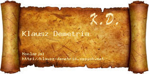 Klausz Demetria névjegykártya